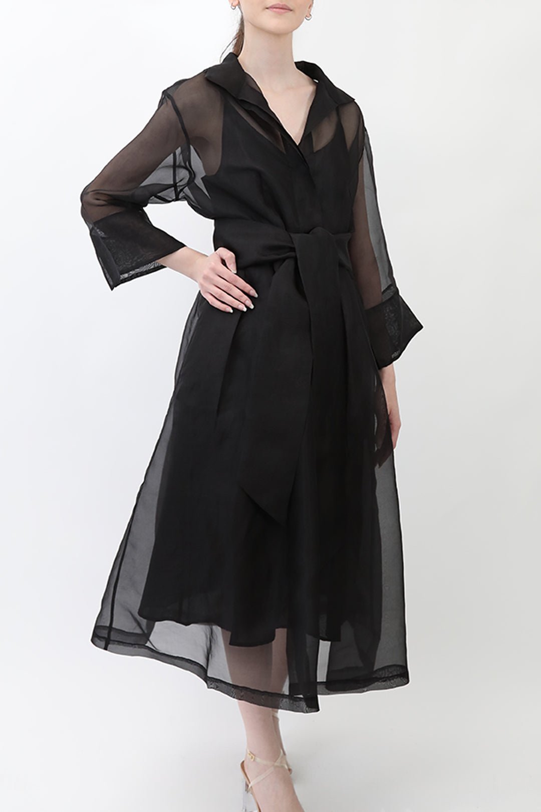 GABRIELLE DRESS IN SILK ORGANZA BLACK - Jarbo