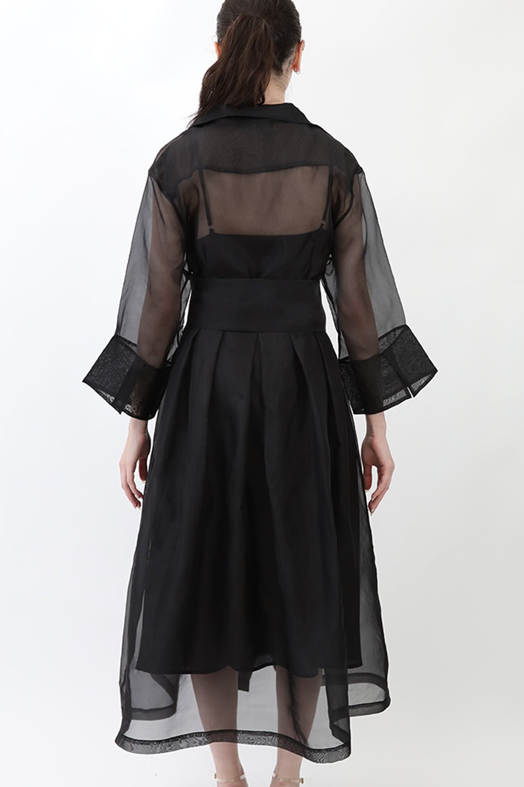 GABRIELLE DRESS IN SILK ORGANZA BLACK - Jarbo