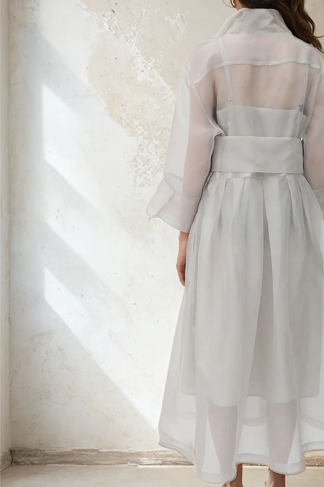 GABRIELLE DRESS IN SILK ORGANZA PLATINUM - Jarbo