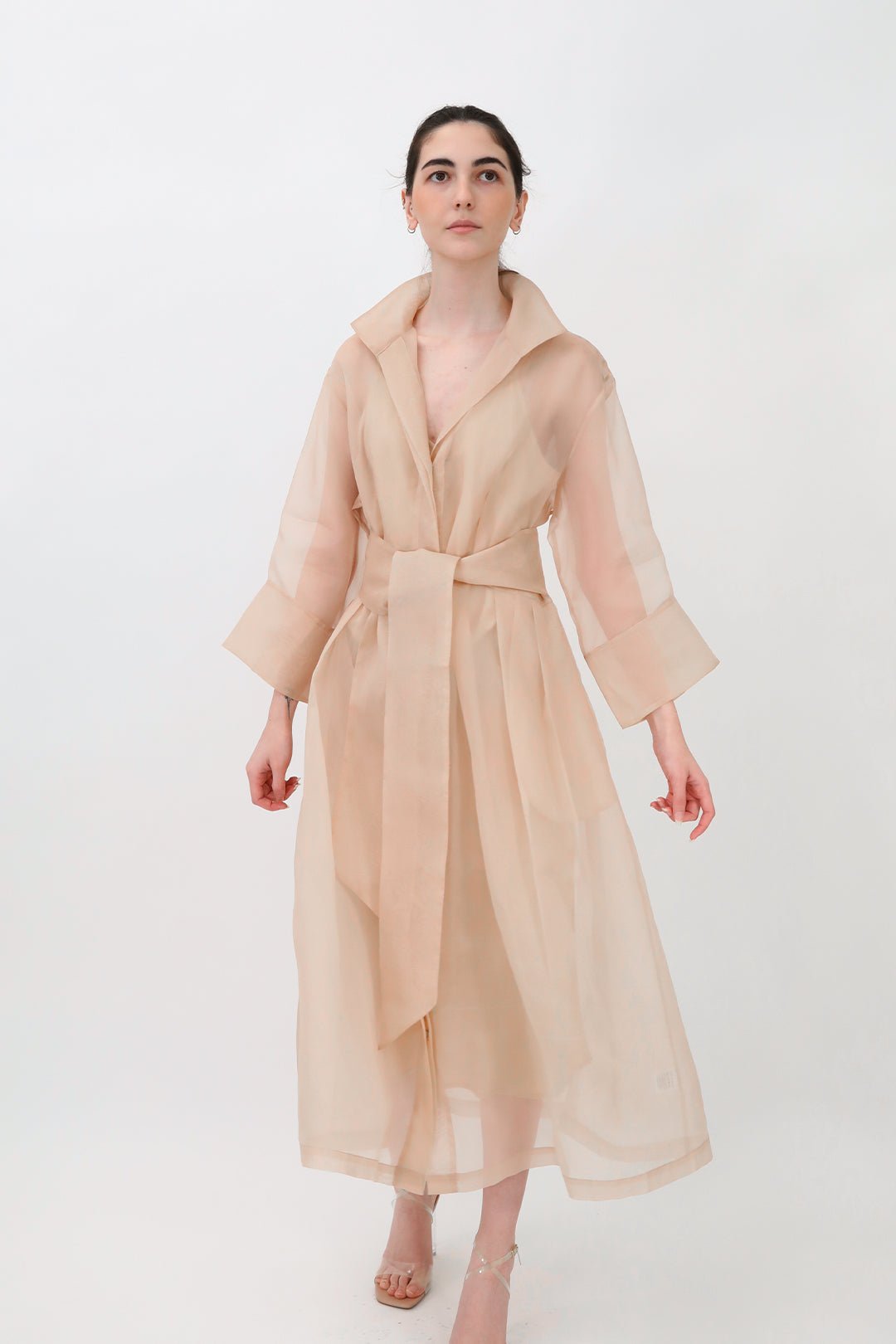 GABRIELLE DRESS IN SILK ORGANZA SAND - Jarbo