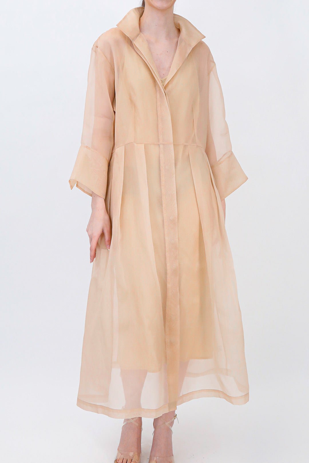 GABRIELLE DRESS IN SILK ORGANZA SAND - Jarbo