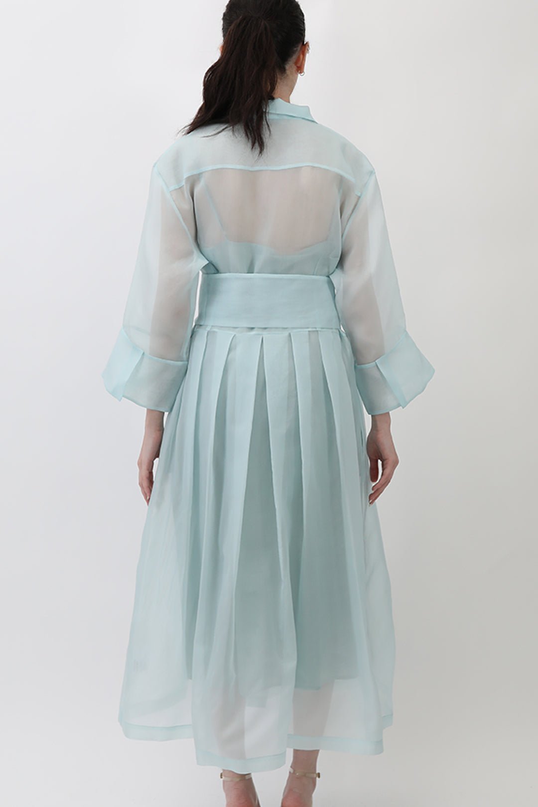 GABRIELLE DRESS IN SILK ORGANZA SEABREEZE - Jarbo