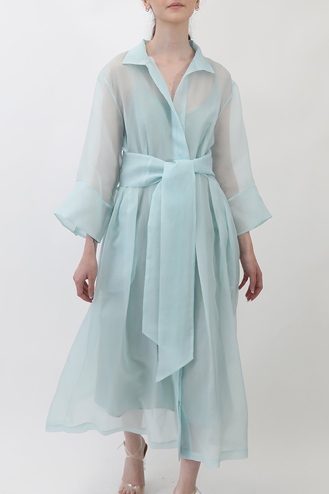 GABRIELLE DRESS IN SILK ORGANZA SEABREEZE - Jarbo