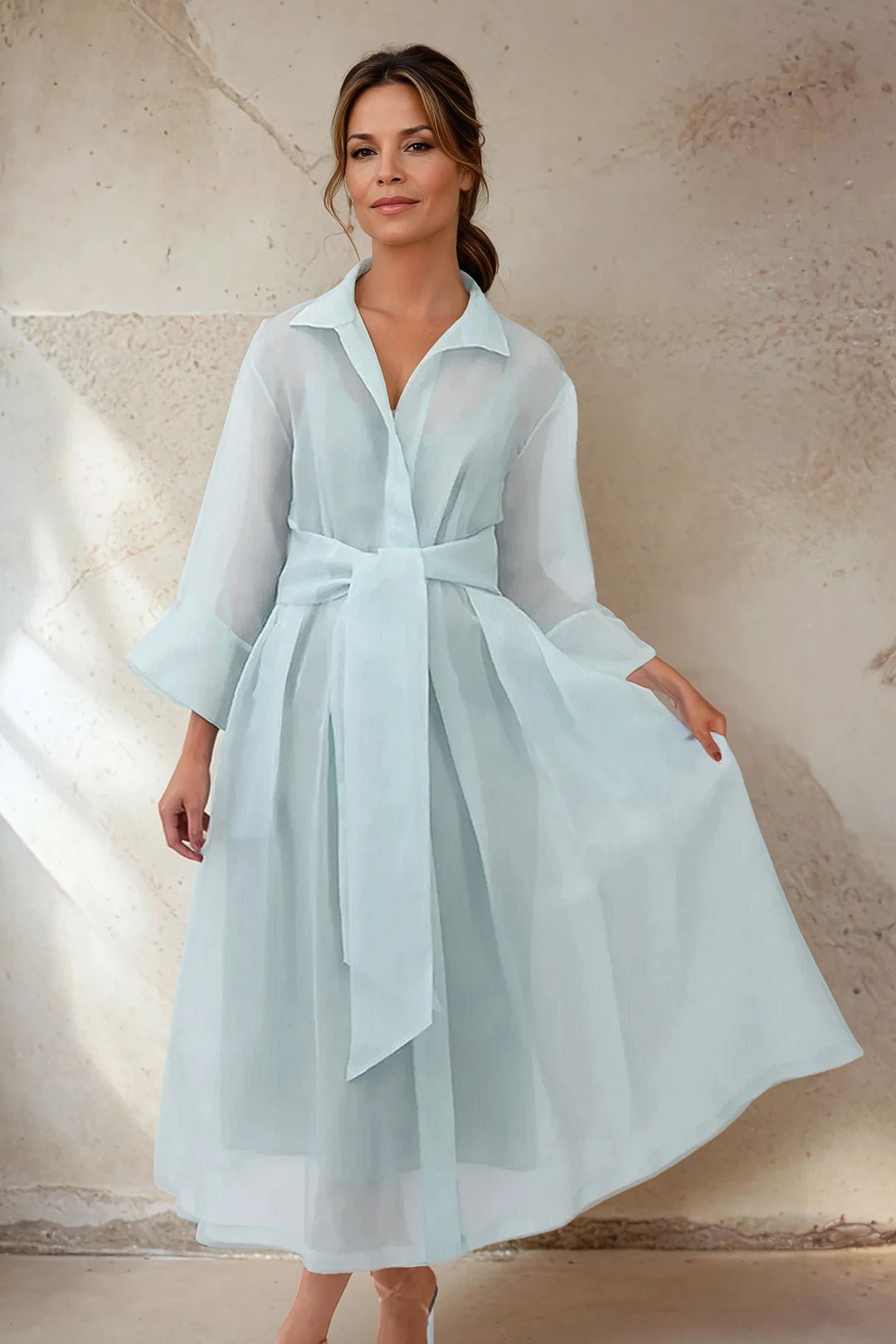 GABRIELLE DRESS IN SILK ORGANZA SEABREEZE - Jarbo