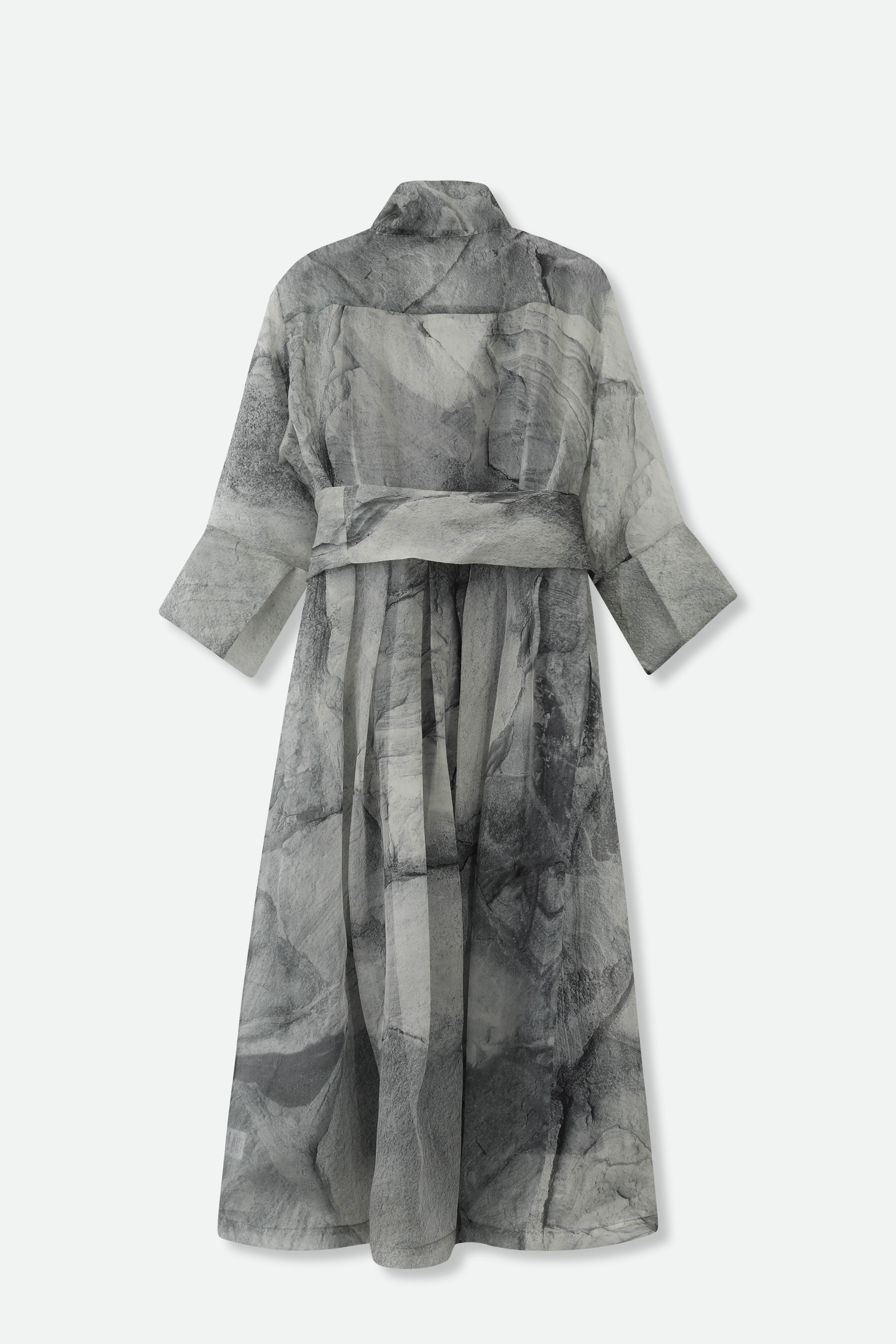 GABRIELLE DRESS IN SILK ORGANZA STONEY GREY - Jarbo