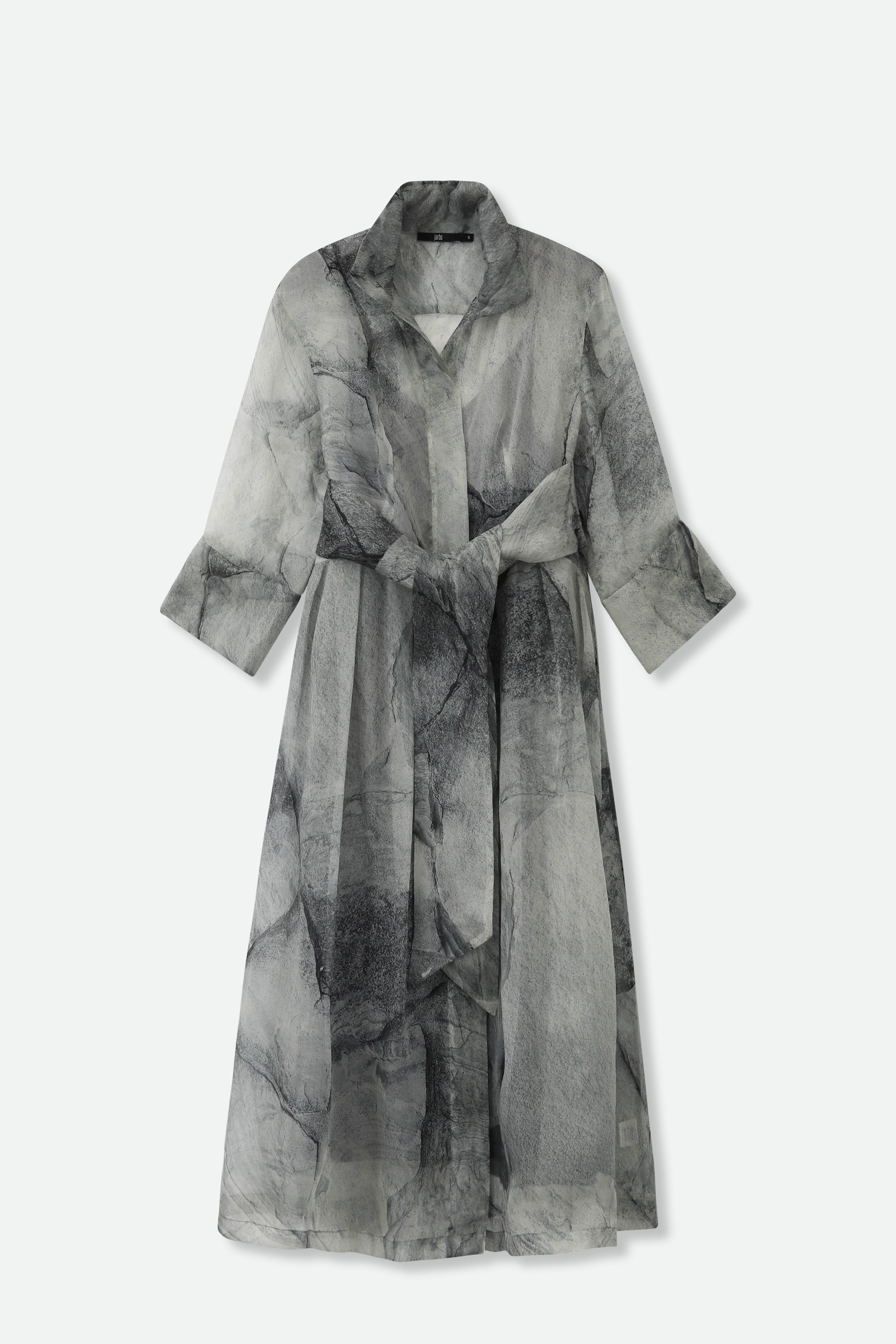 GABRIELLE DRESS IN SILK ORGANZA STONEY GREY - Jarbo