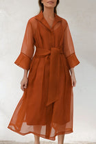 GABRIELLE DRESS IN SILK ORGANZA BURNT ORANGE