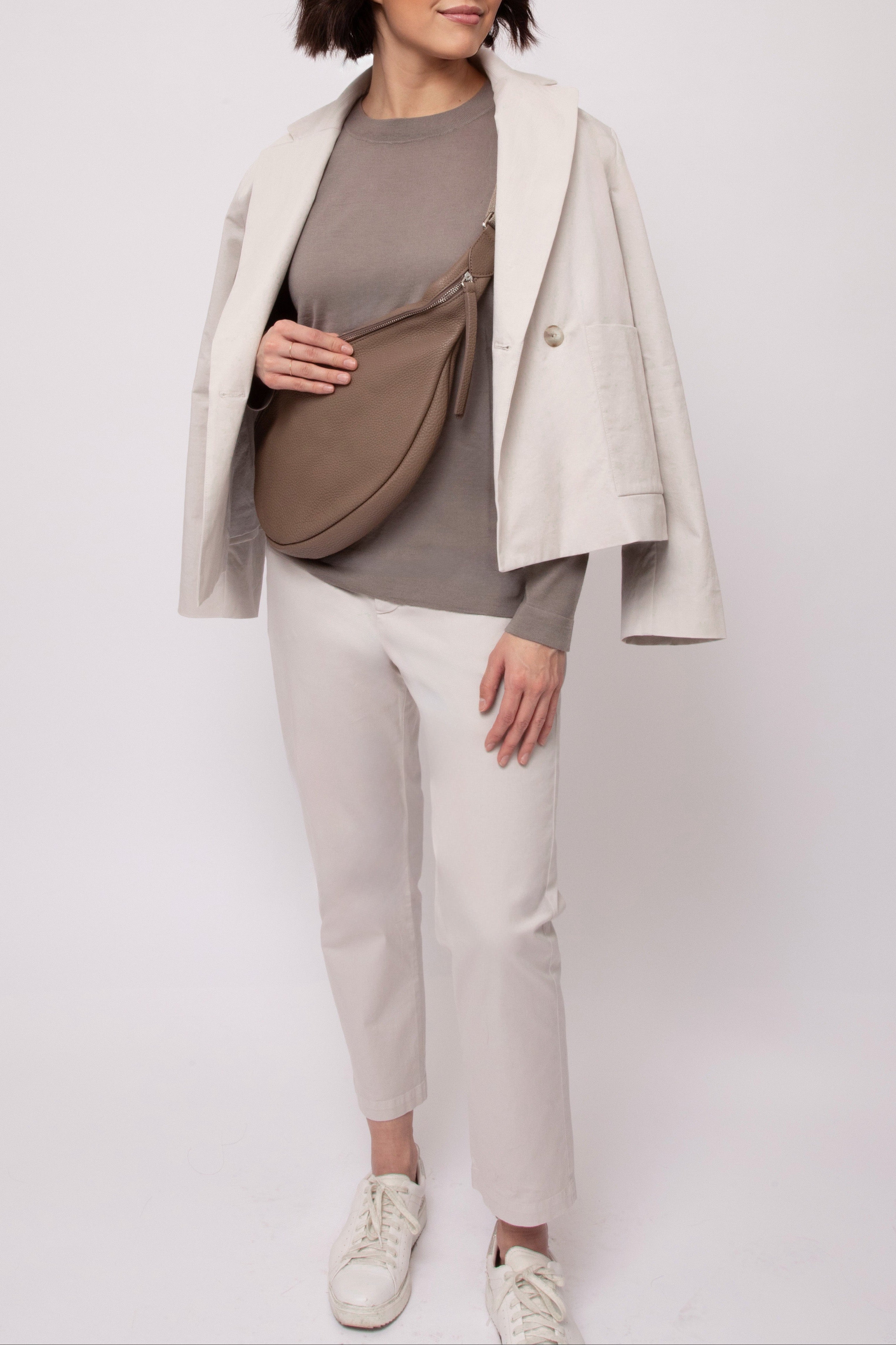 GEMMA ITALIAN LEATHER CROSSBODY TAUPE - Jarbo