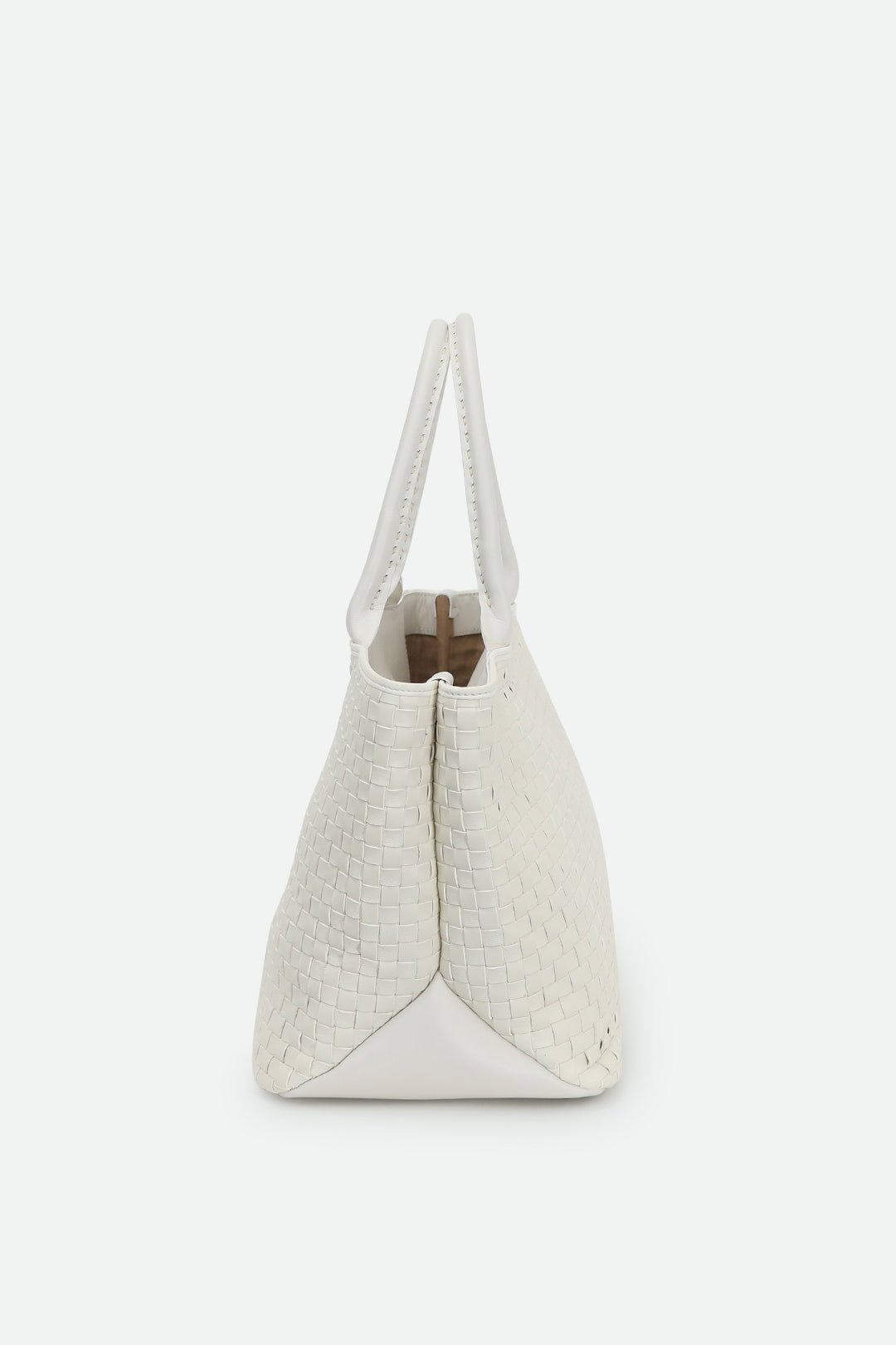 GRAZI WOVEN ITALIAN LEATHER TOTE WHITE - Jarbo