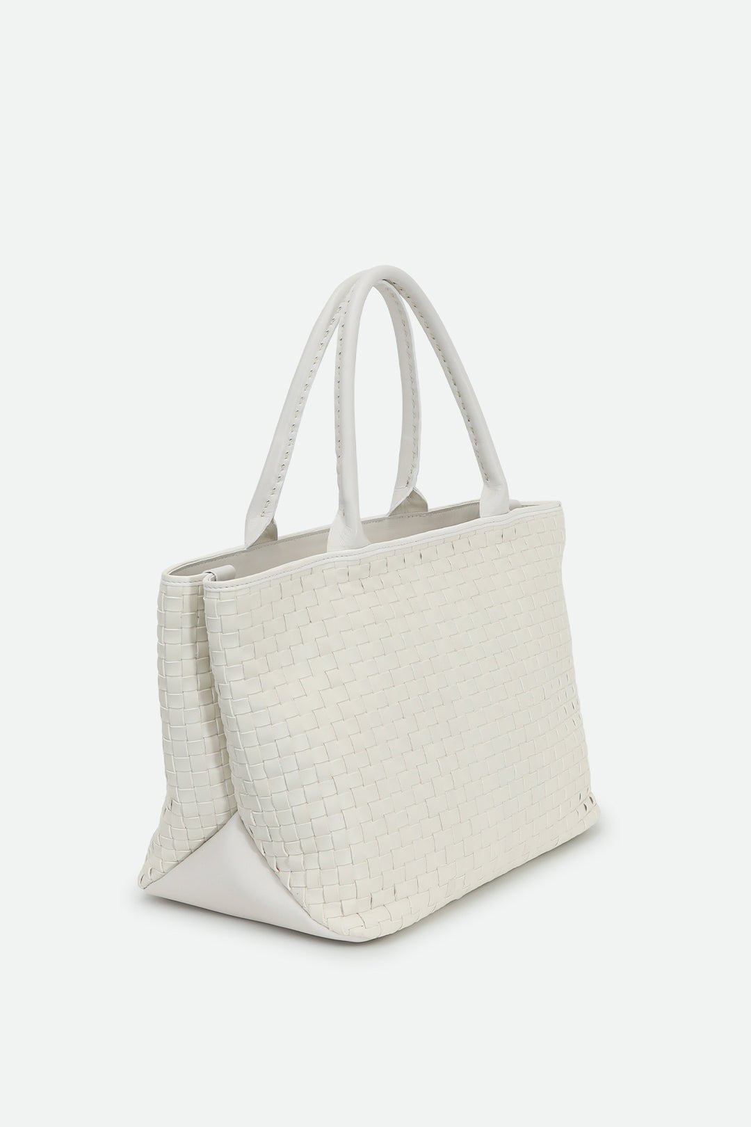 GRAZI WOVEN ITALIAN LEATHER TOTE WHITE - Jarbo