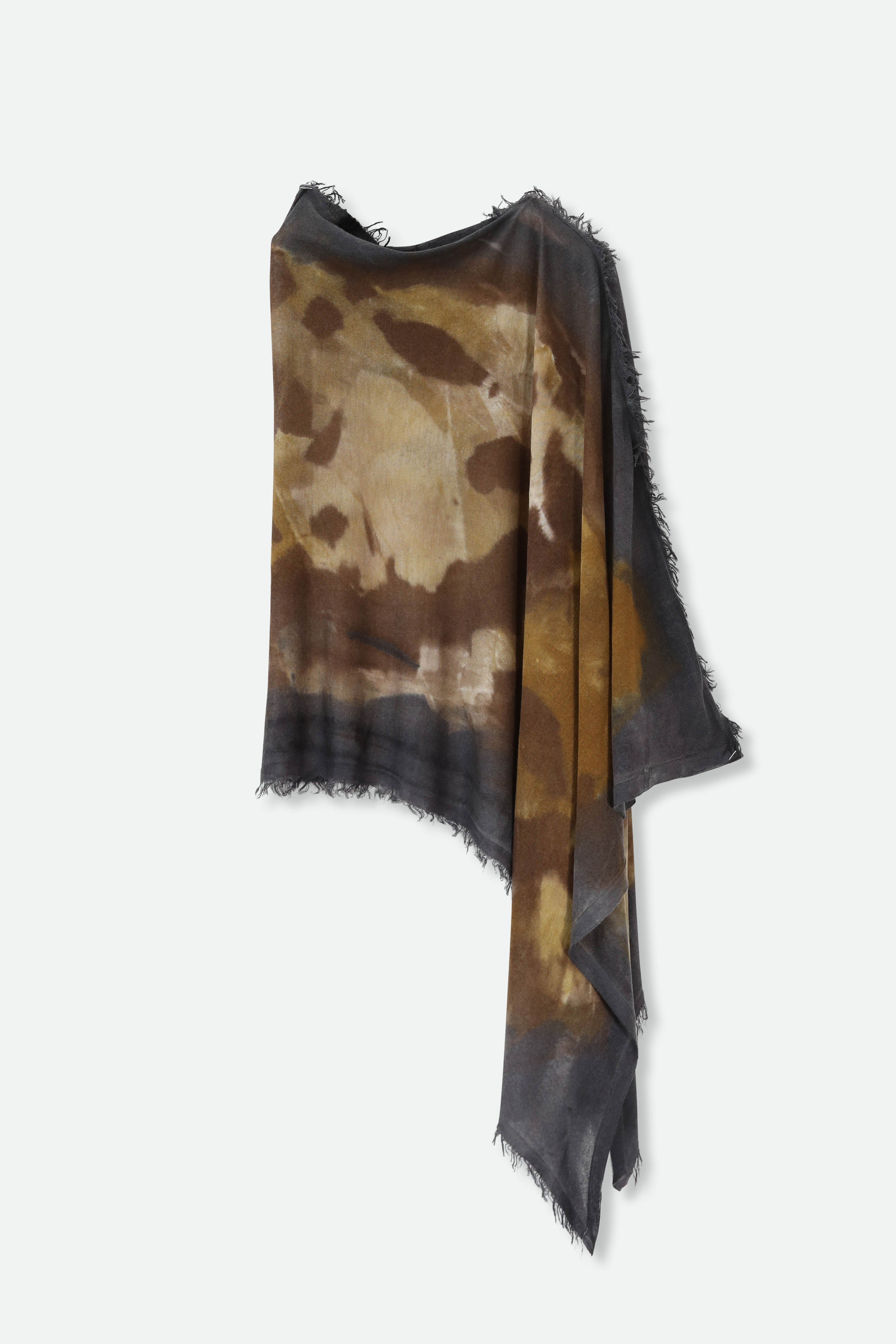 HANDPAINTED CARRIAGI CASHMERE VARA WRAP IN OKRA CHARCOAL - Jarbo