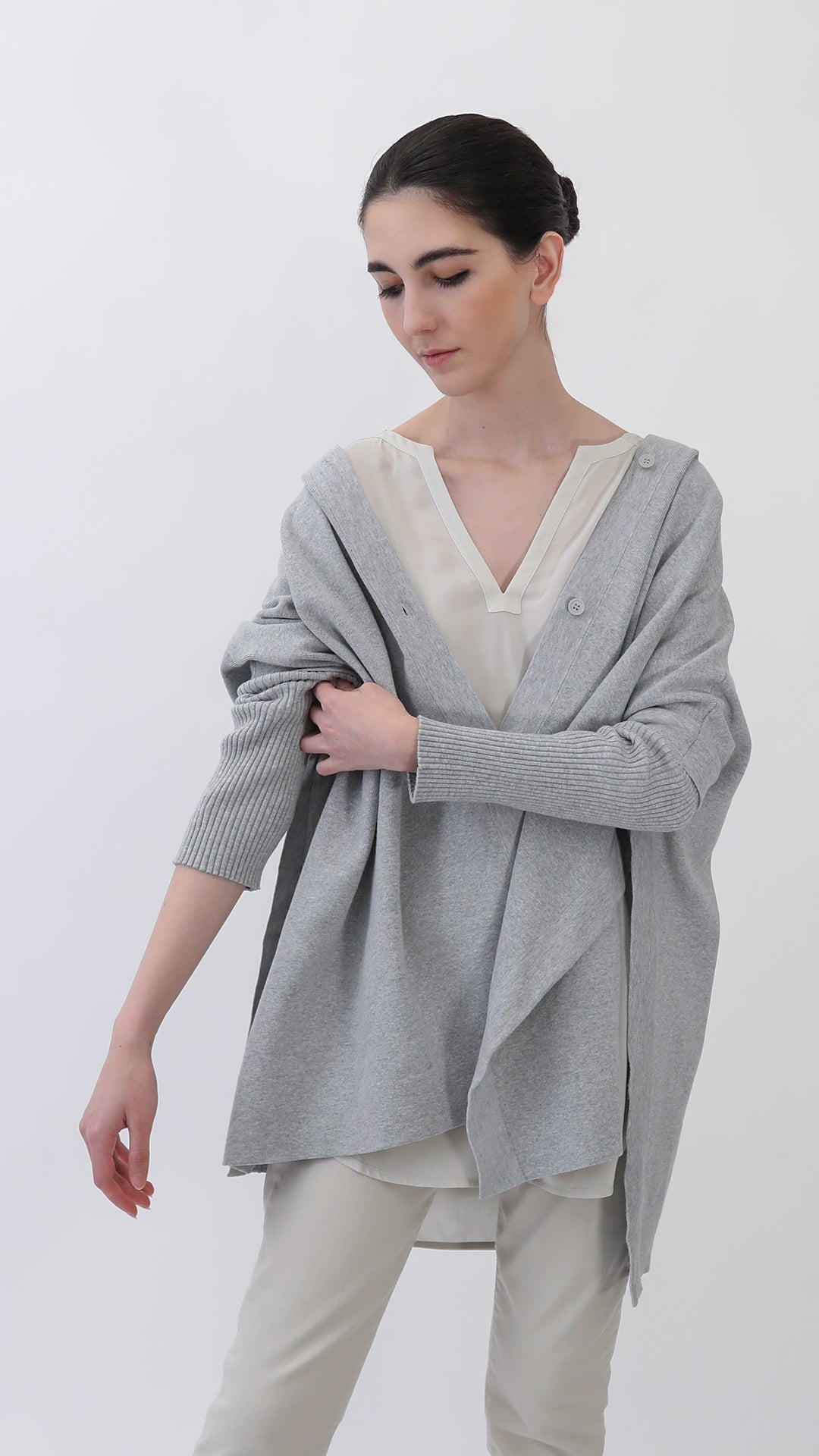 HARPER HOODED CAPE IN DOUBLE KNIT PIMA COTTON STRETCH - Jarbo