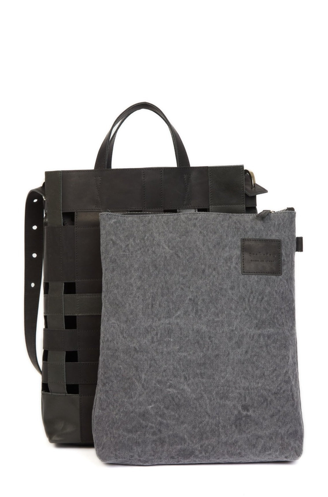 INTRECCIATO HANDBAG MADE IN ITALY CHARCOAL BLACK - Jarbo