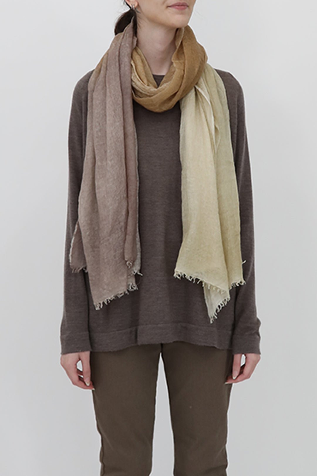 ISCHIA & HAZELNUT SCARF IN HAND DYED CASHMERE - Jarbo