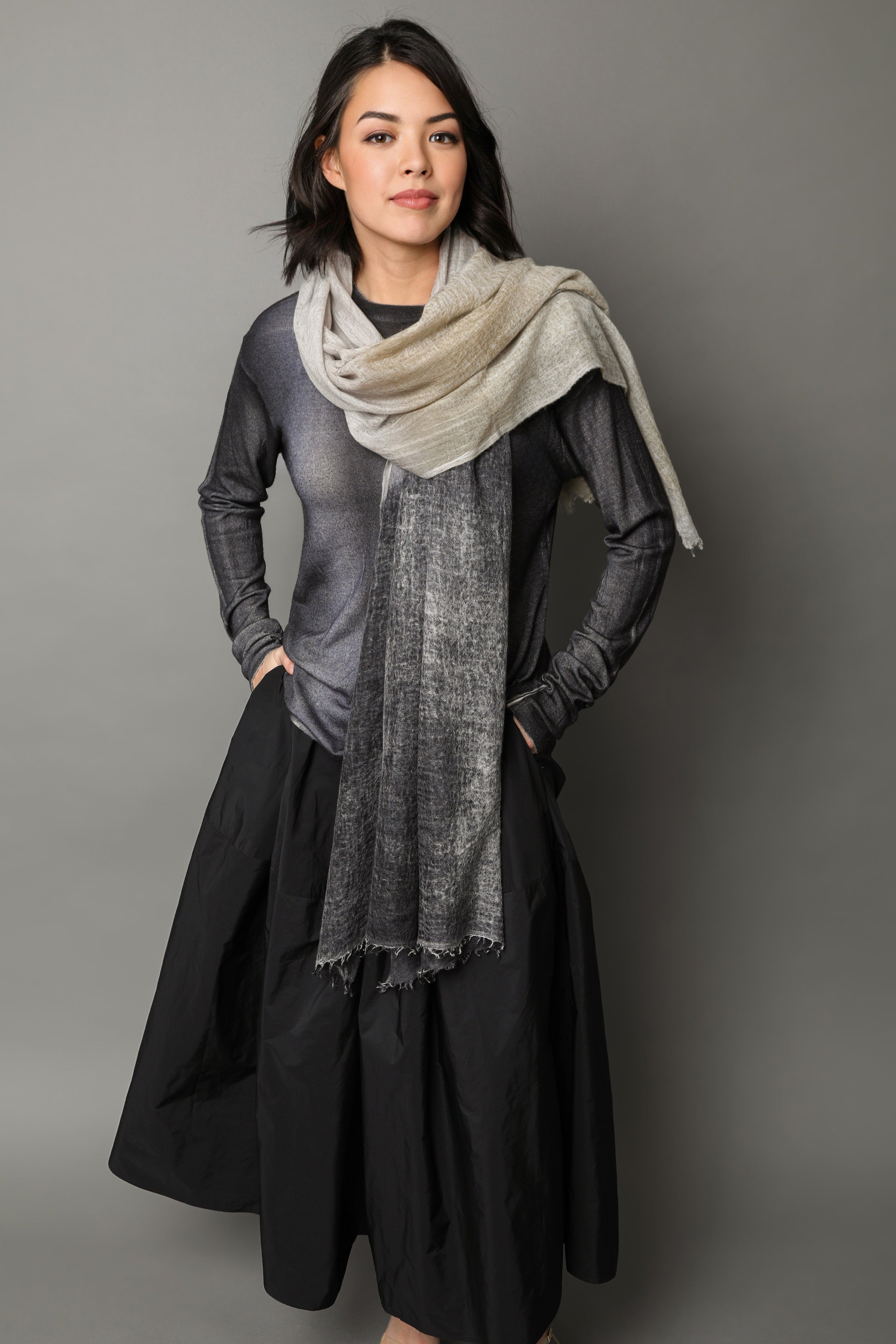 ISCHIA PEPPER SCARF IN HAND DYED CASHMERE - Jarbo