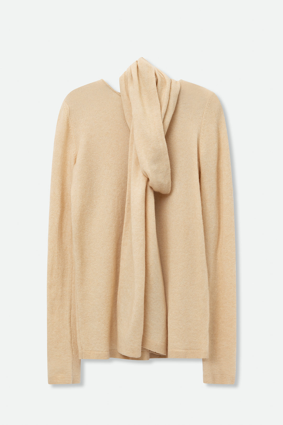 SONJA CASHMERE BLEND SWEATER WITH ASYMMETRICAL SCARF IN MERINO-CASHMERE