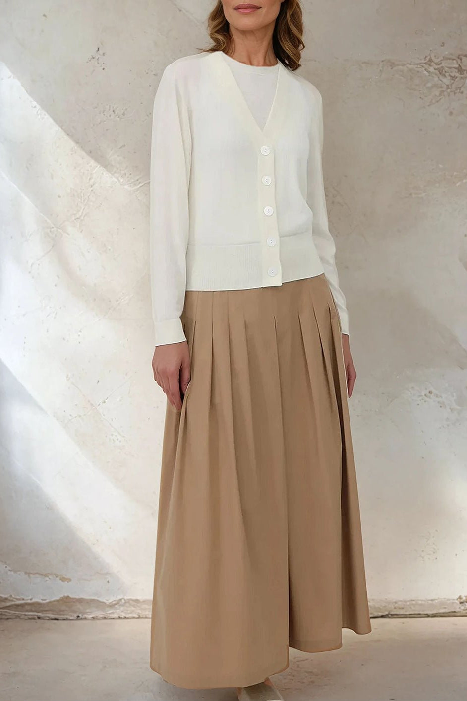 LILOU PLEATED SKIRT IN ITALIAN POPLIN STRETCH - Jarbo