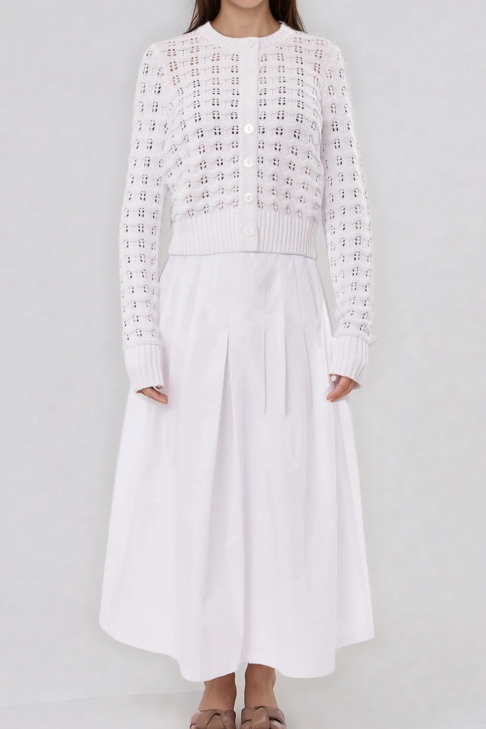 LILOU PLEATED SKIRT IN ITALIAN POPLIN STRETCH - Jarbo