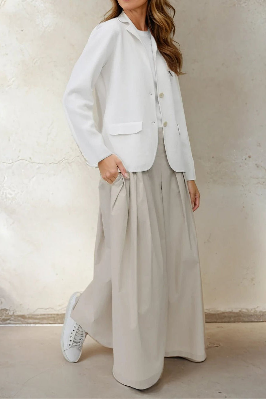 LILOU PLEATED SKIRT IN ITALIAN POPLIN STRETCH - Jarbo