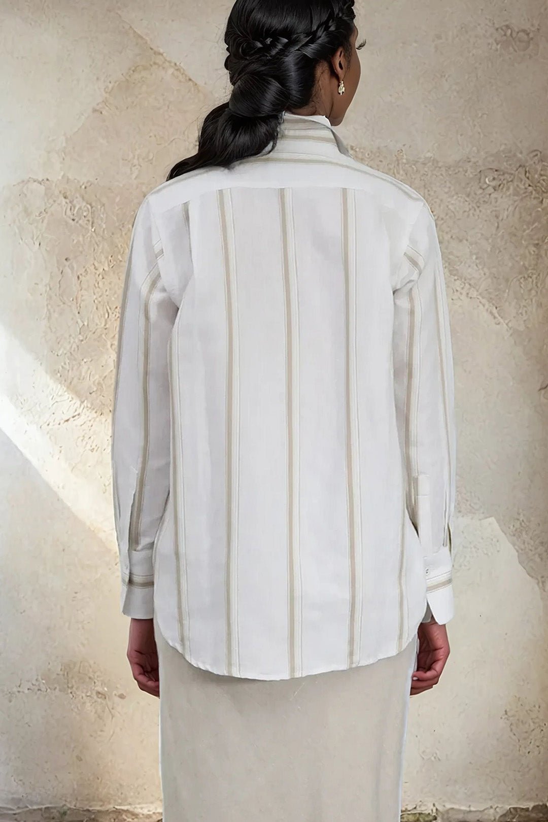 LILY BUTTON DOWN STRIPE SHIRT IN LINEN - COTTON - Jarbo