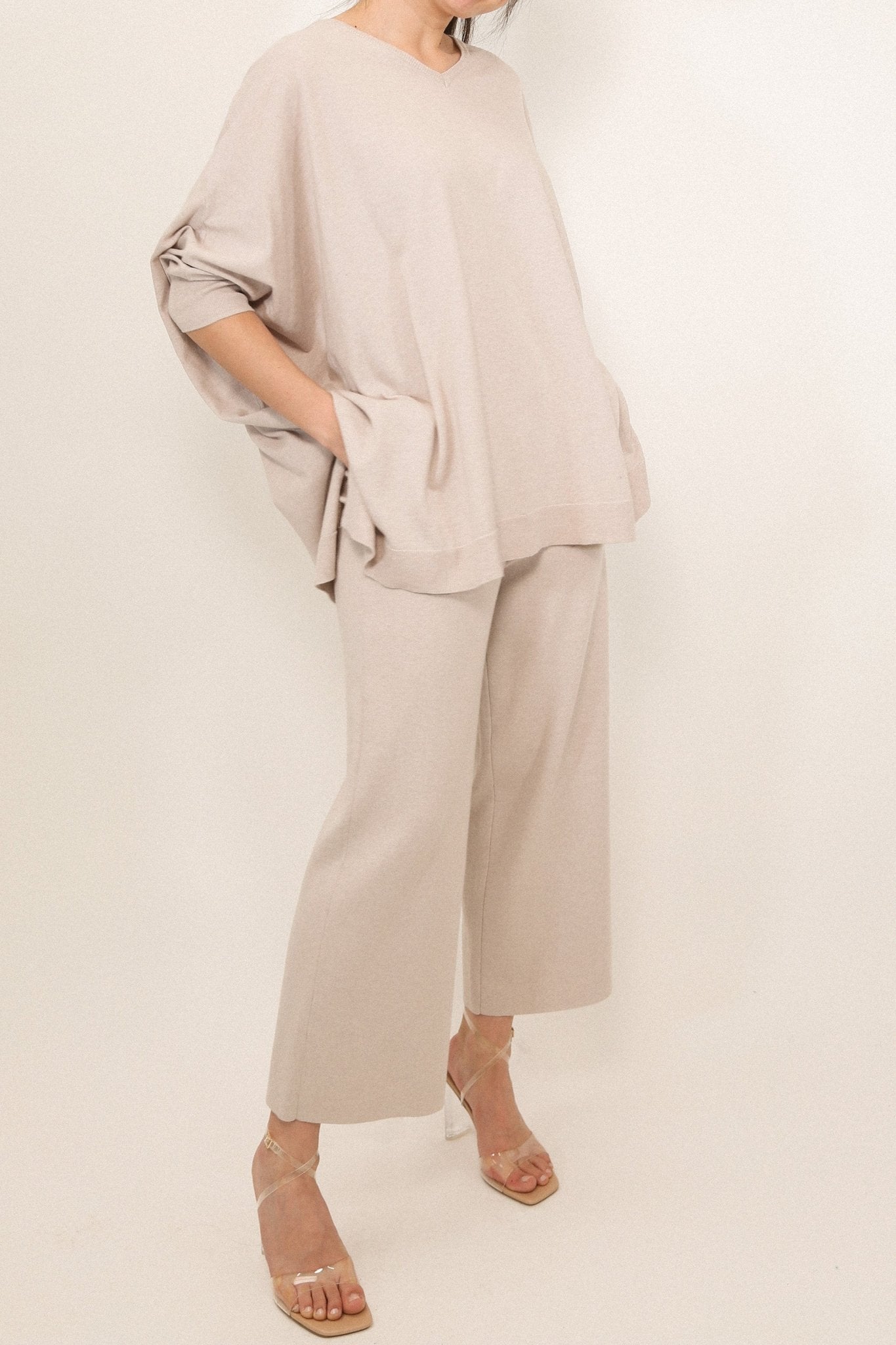 LIMITED EDITION PAYTON WIDE LEG CROP PANT IN KNIT PIMA COTTON - Jarbo