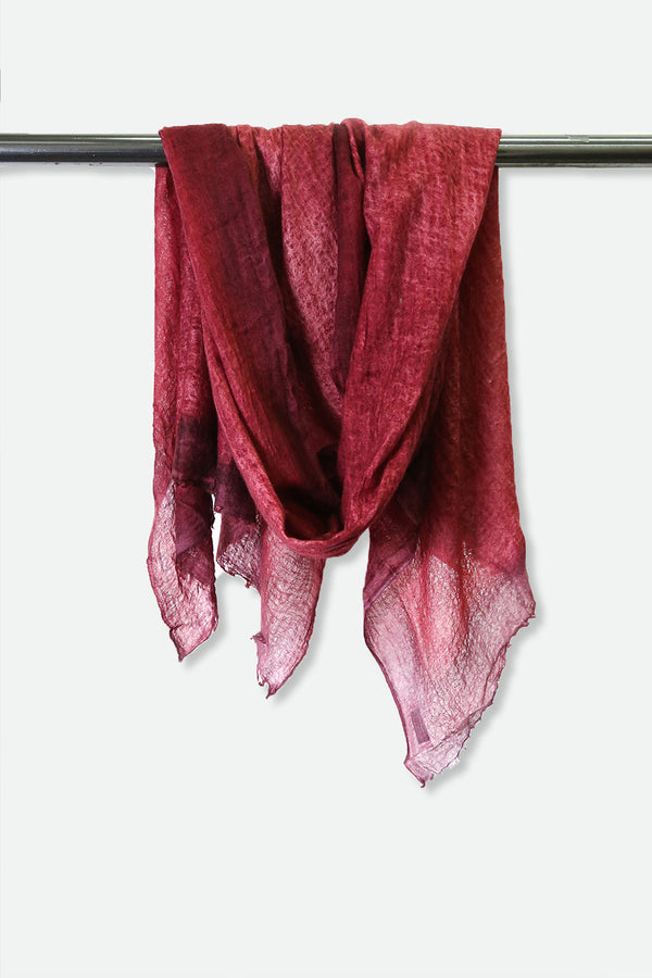 LIPSTICK RED SCARF IN HAND DYED CASHMERE