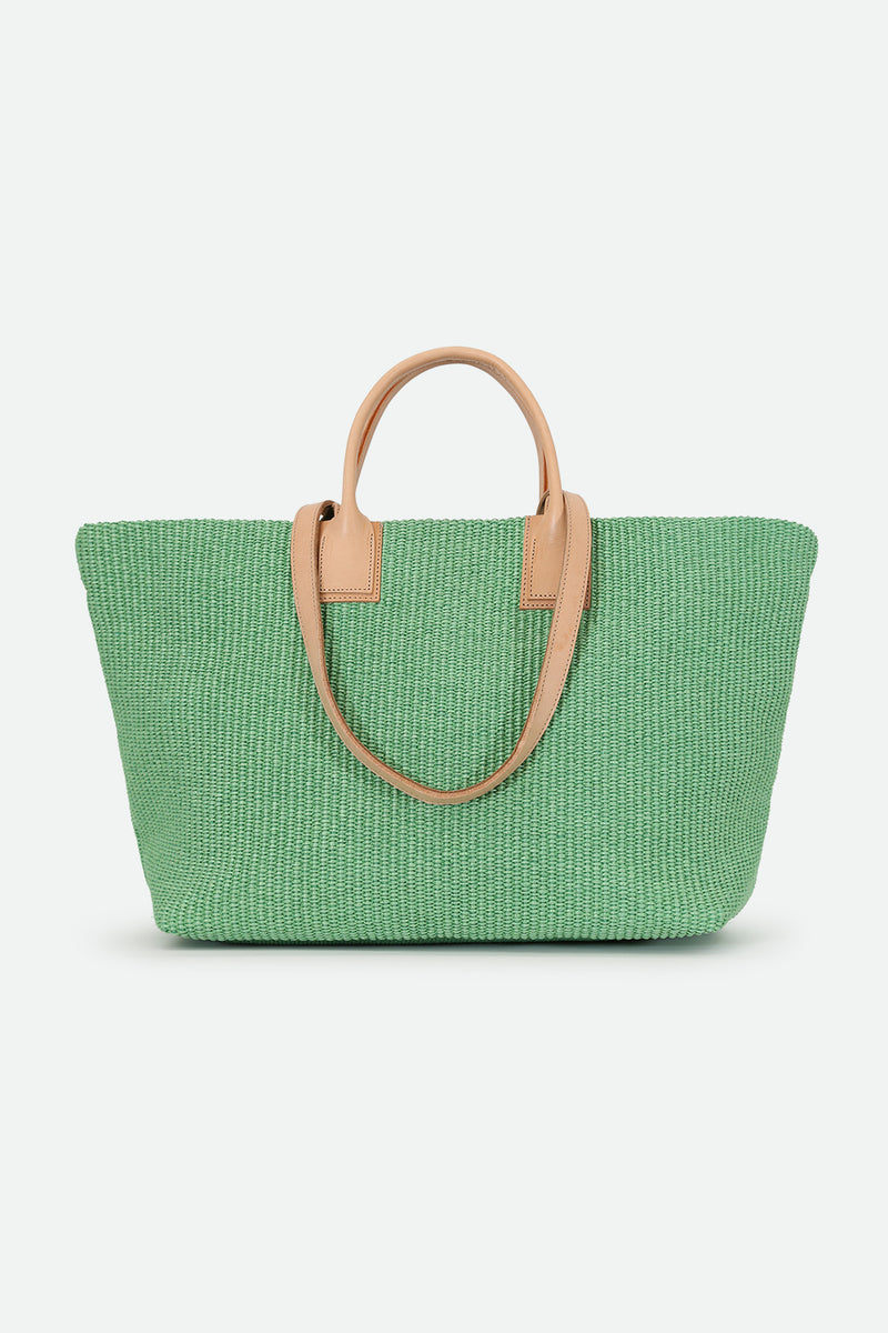 LISBON LARGE ITALIAN TOTE IN LIME