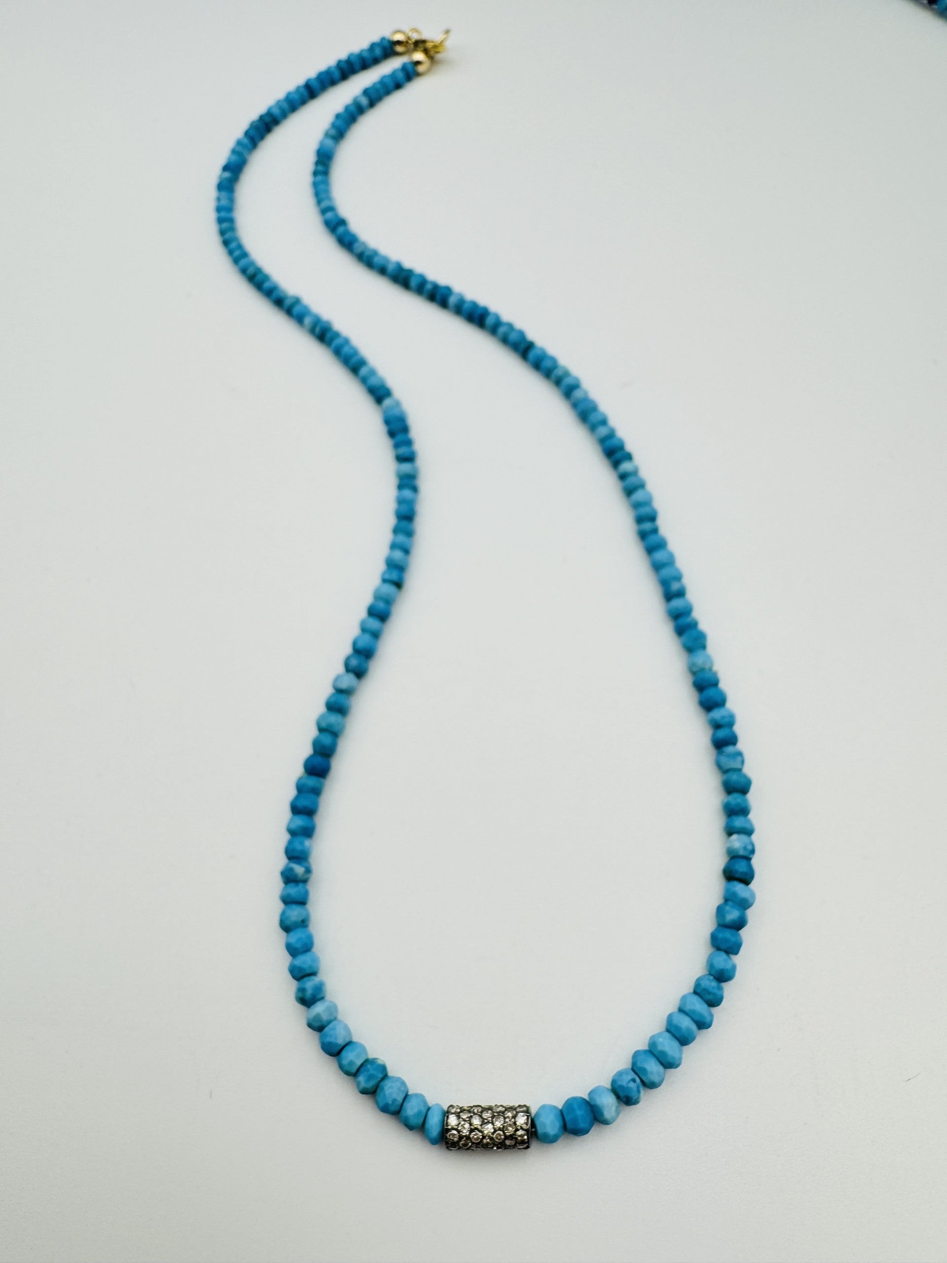 LONG DIAMOND TUBE BEAD TURQUOISE NECKLACE - Jarbo