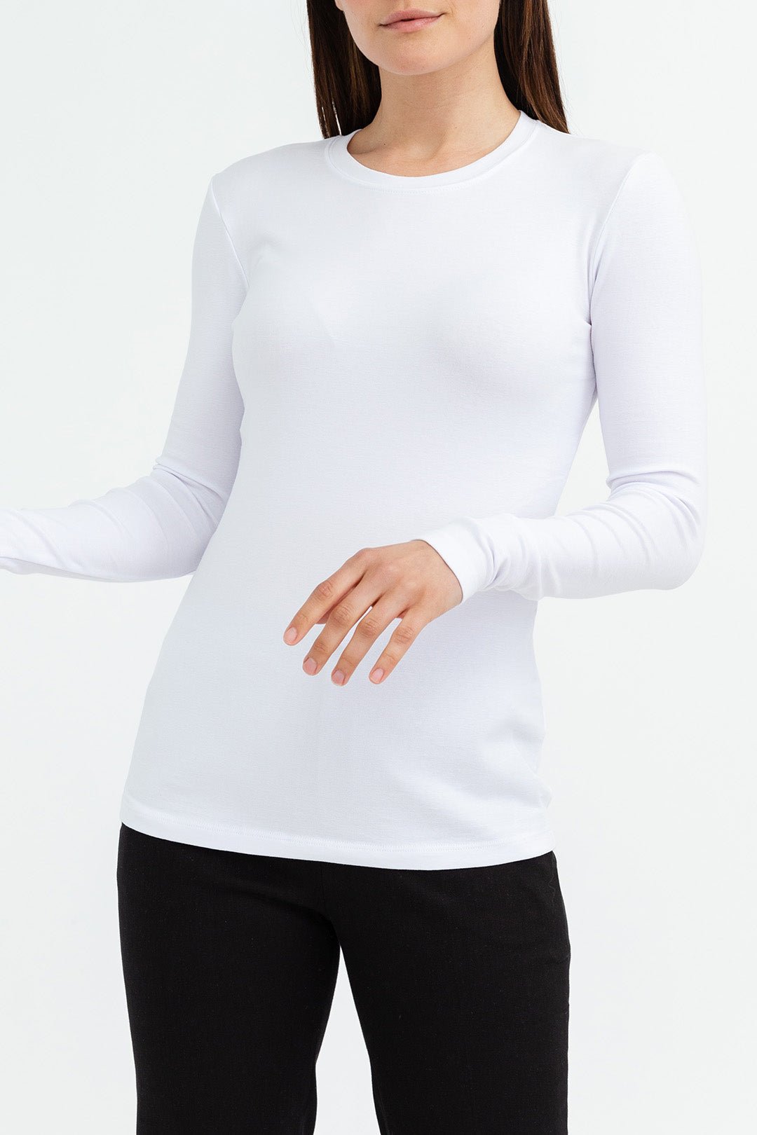 LONG SLEEVE CREW IN PIMA COTTON STRETCH - Jarbo