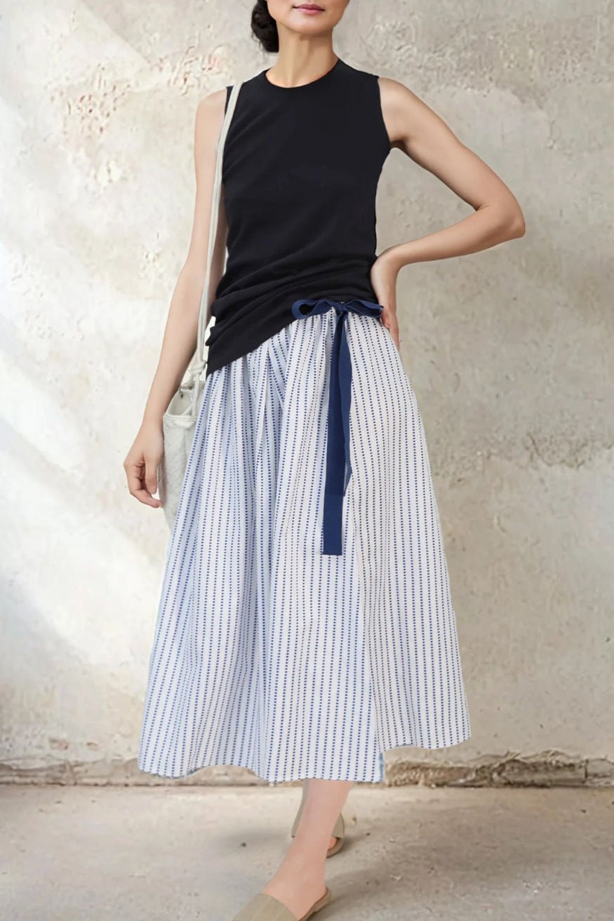 MAEVE ADJUSTABLE EASY DRAWSTRING SKIRT IN ITALIAN WOVEN COTTON - Jarbo