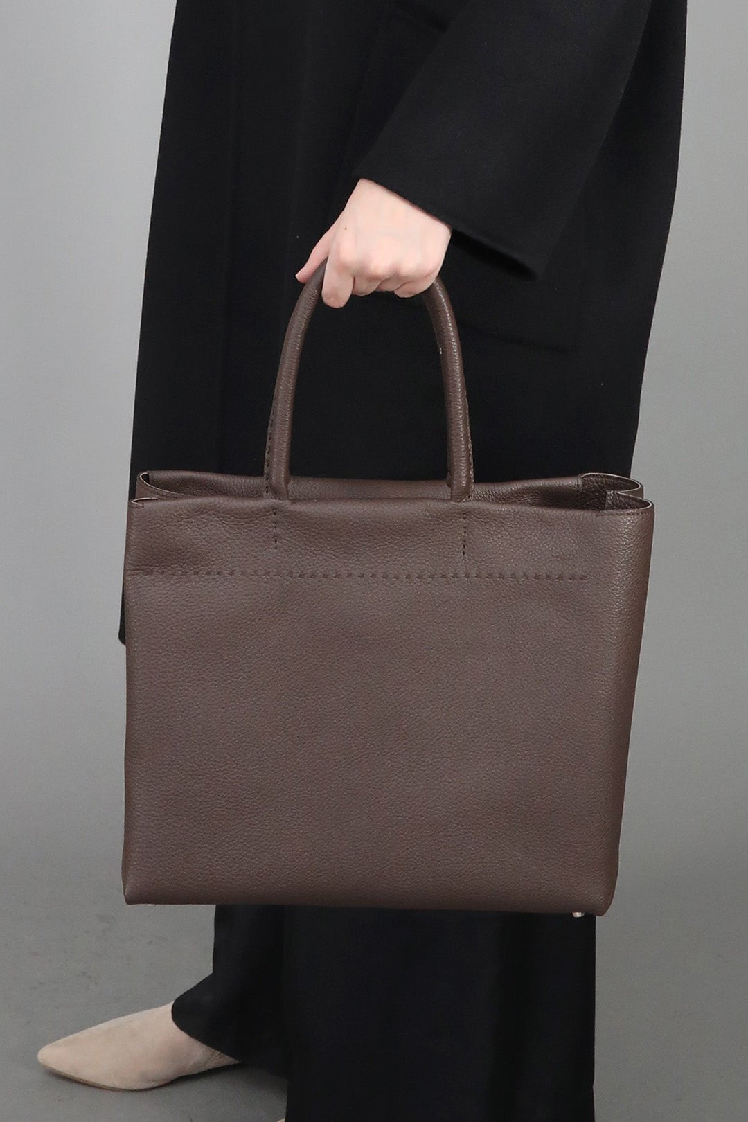 MARCEL HANDBAG IN ITALIAN LEATHER CHOCOLATE - Jarbo