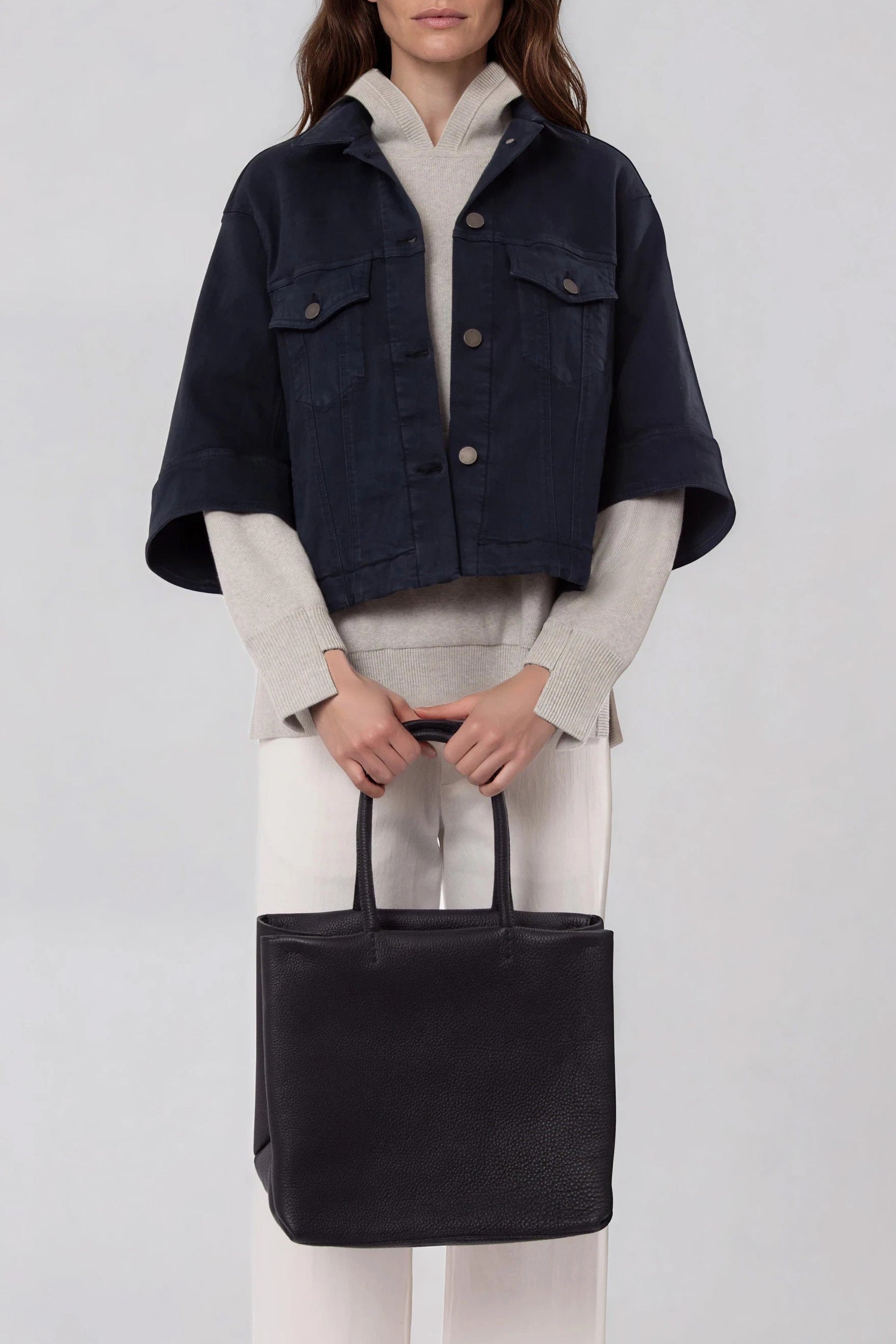 MARCEL HANDBAG IN ITALIAN LEATHER NAVY - Jarbo