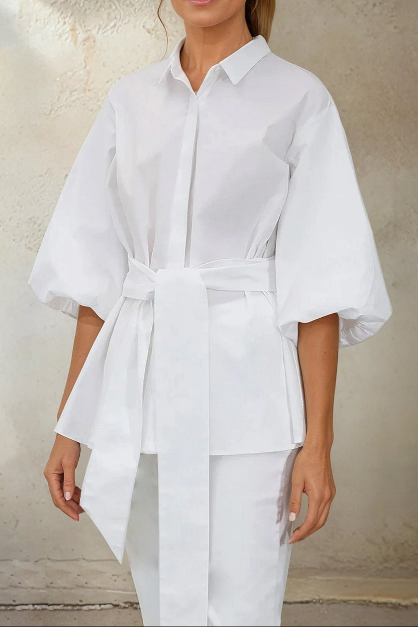 MIA SHIRT IN ITALIAN COTTON WHITE - Jarbo
