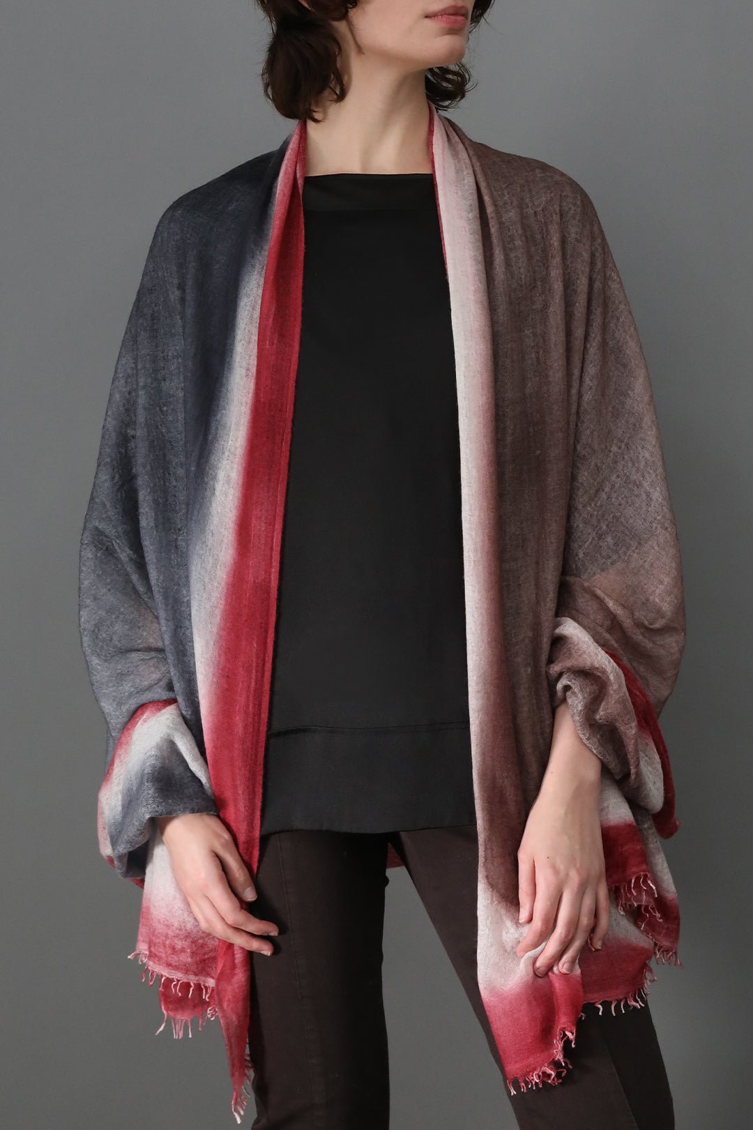 MOCHA ROSE SCARF IN HAND DYED CASHMERE - Jarbo