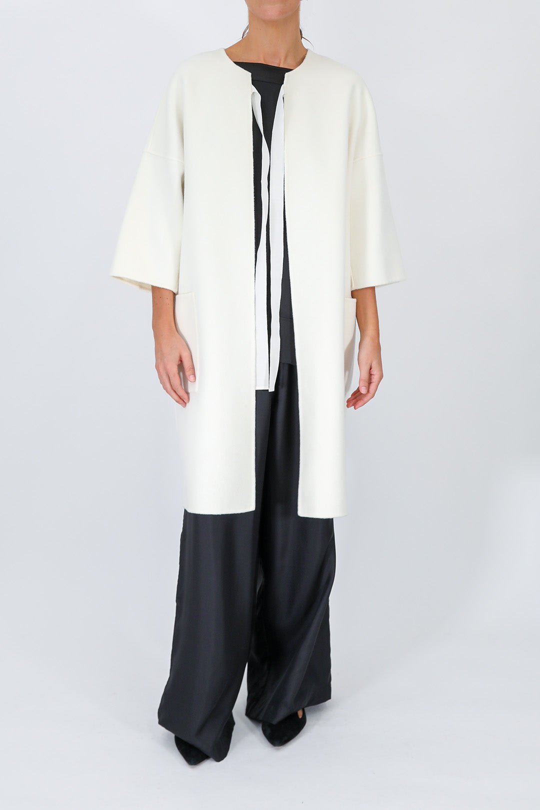 MONROE POCKET LONG COAT IN DOUBLE - FACE CASHMERE WOOL - Jarbo