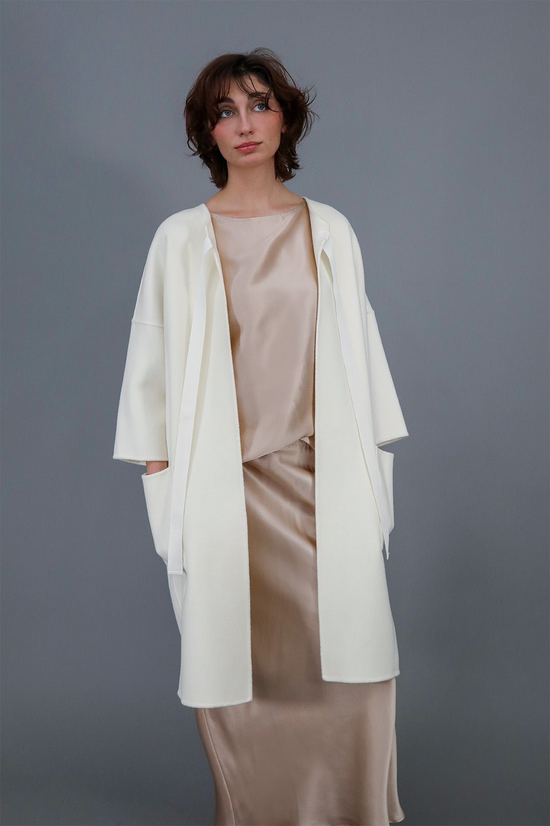 MONROE POCKET LONG COAT IN DOUBLE - FACE CASHMERE WOOL - Jarbo