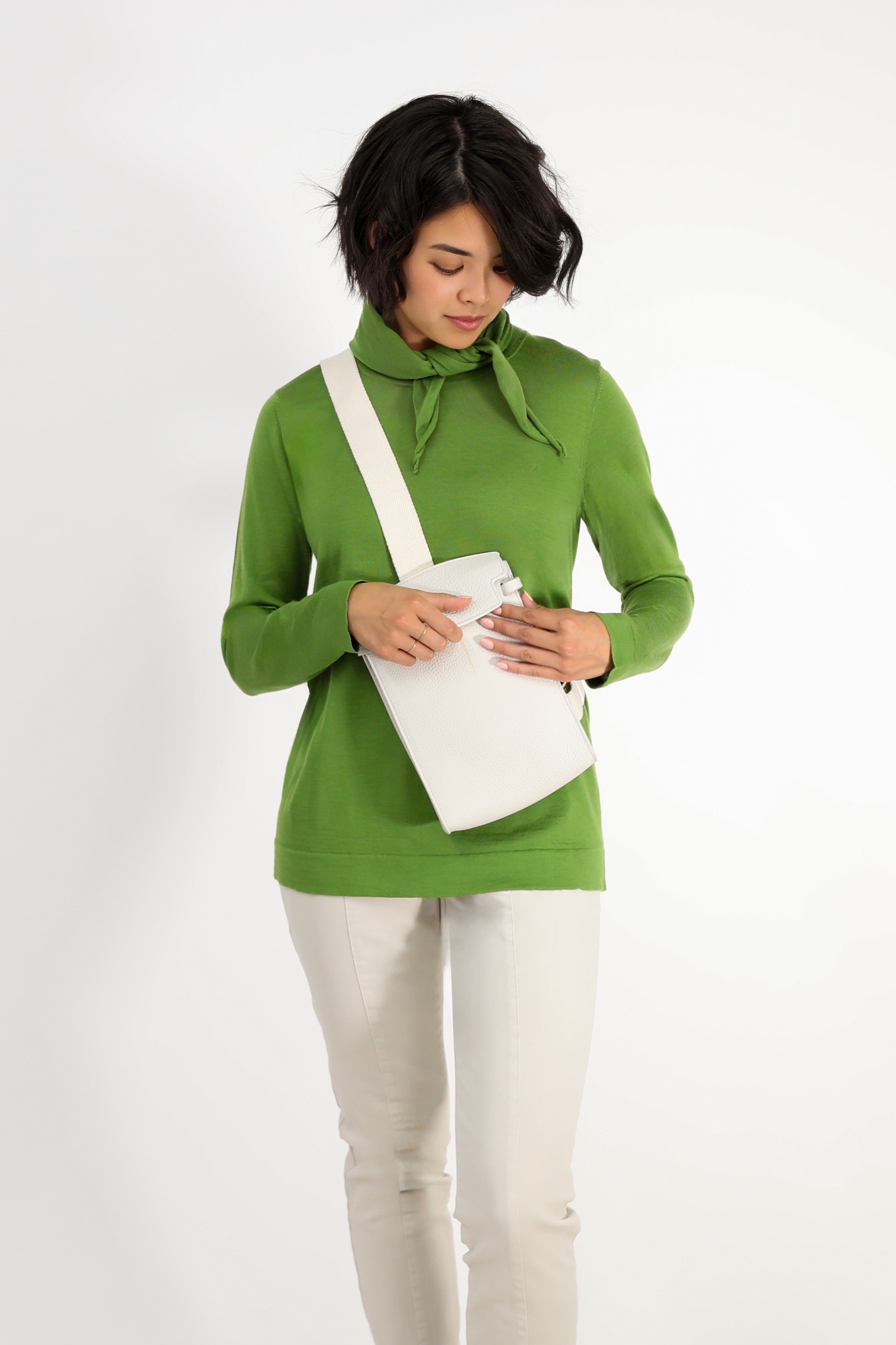 MONZA ITALIAN LEATHER CROSSBODY BUTTER WHITE - Jarbo