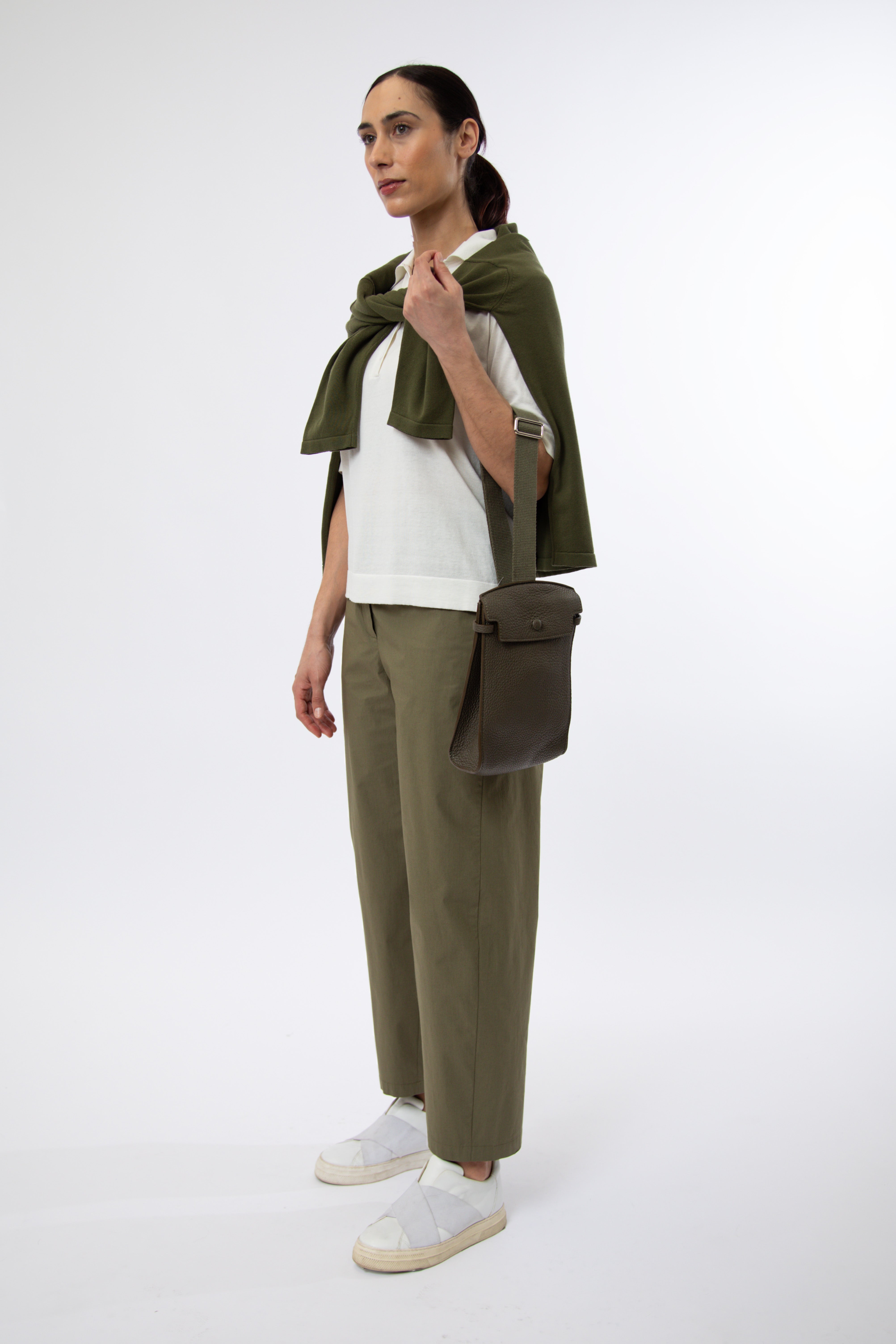 MONZA ITALIAN LEATHER CROSSBODY OLIVE - Jarbo