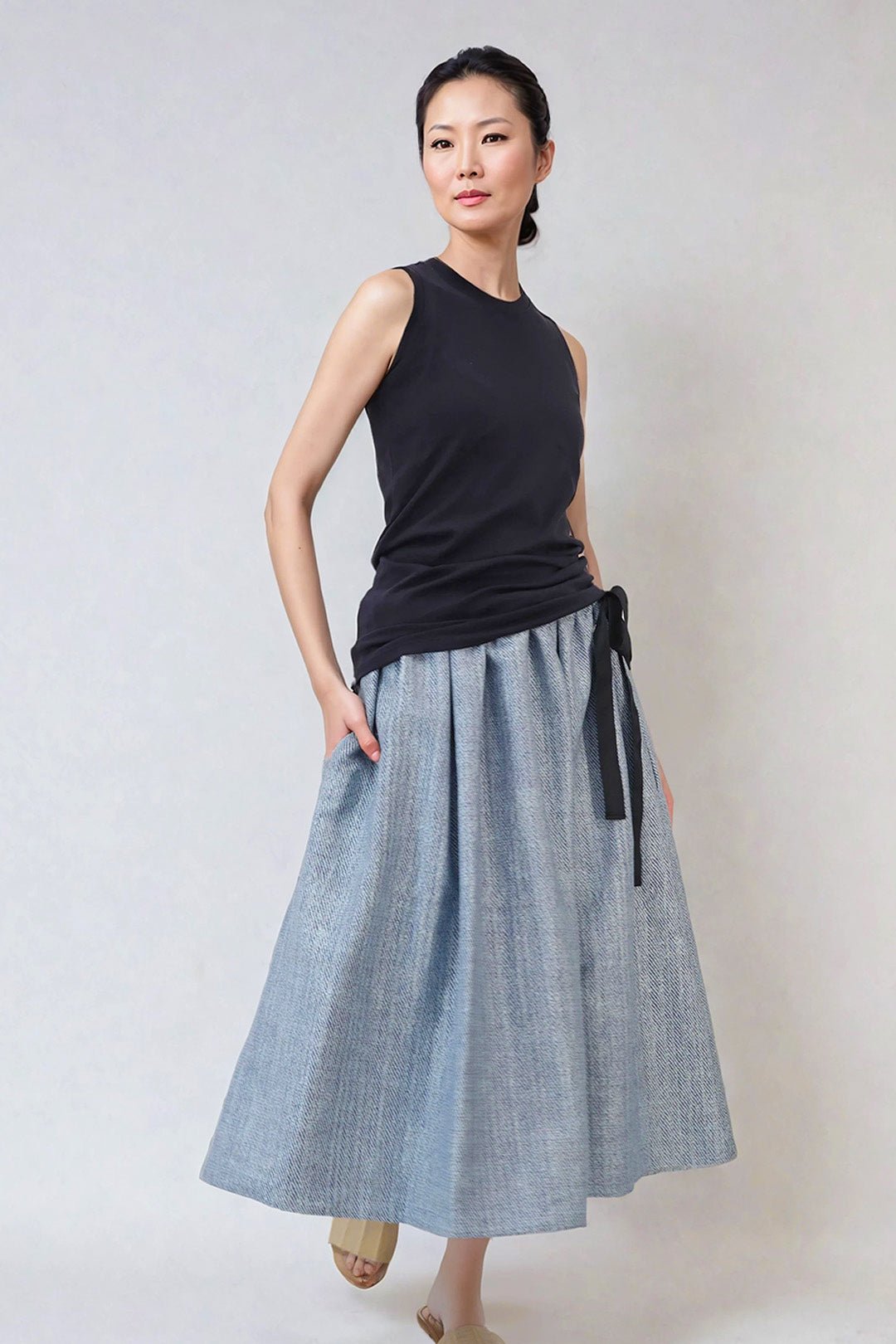 MUSCLE TANK TUNIC LENGTH IN PIMA COTTON STRETCH