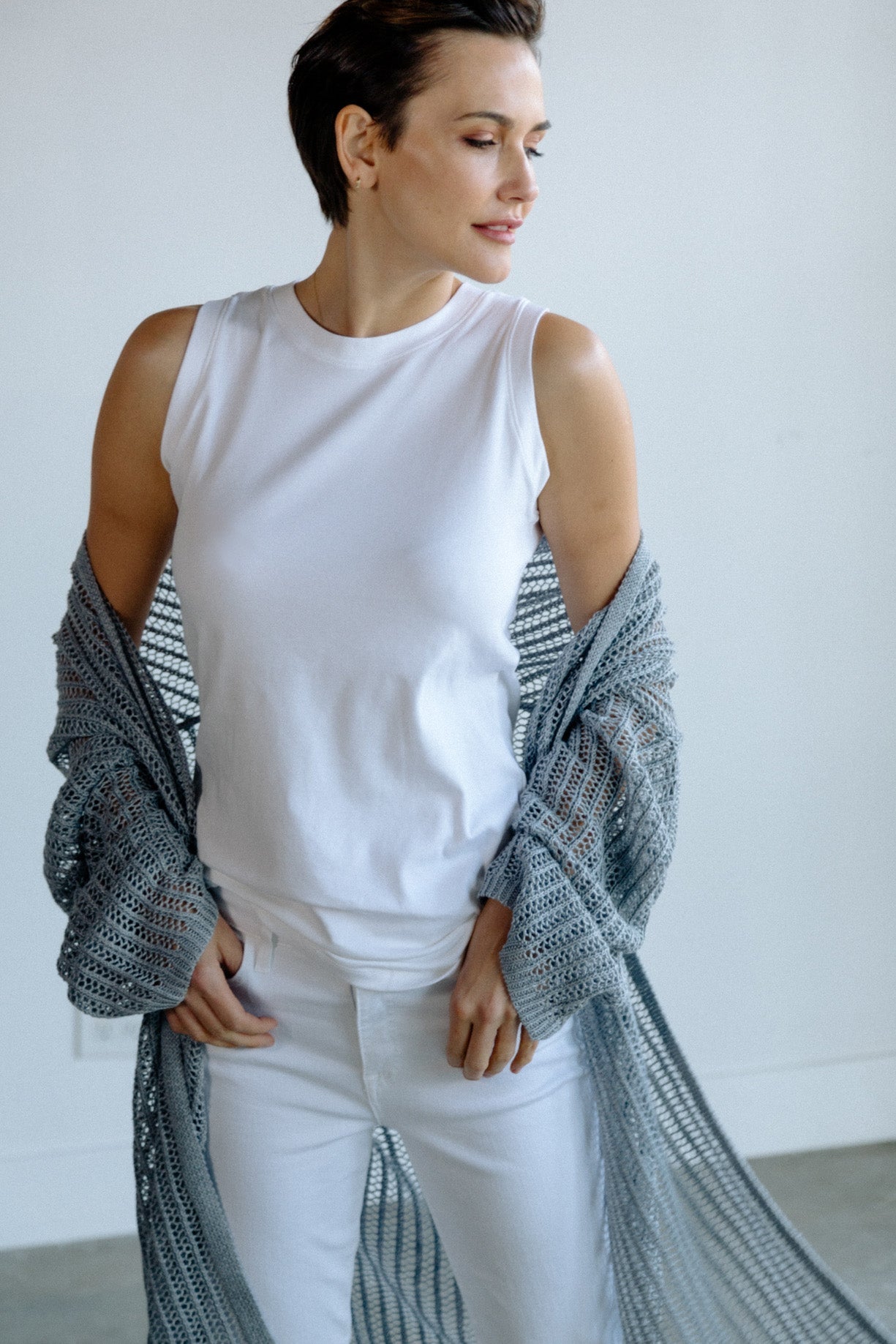 MUSCLE TANK TUNIC LENGTH IN PIMA COTTON STRETCH