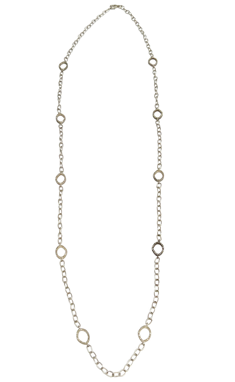 STERLING SILVER DIAMOND DETAIL STATION NECKLACE