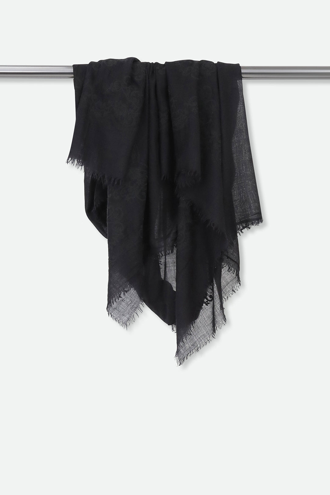 EMBROIDERED BLACK ITALIAN CASHMERE SCARF