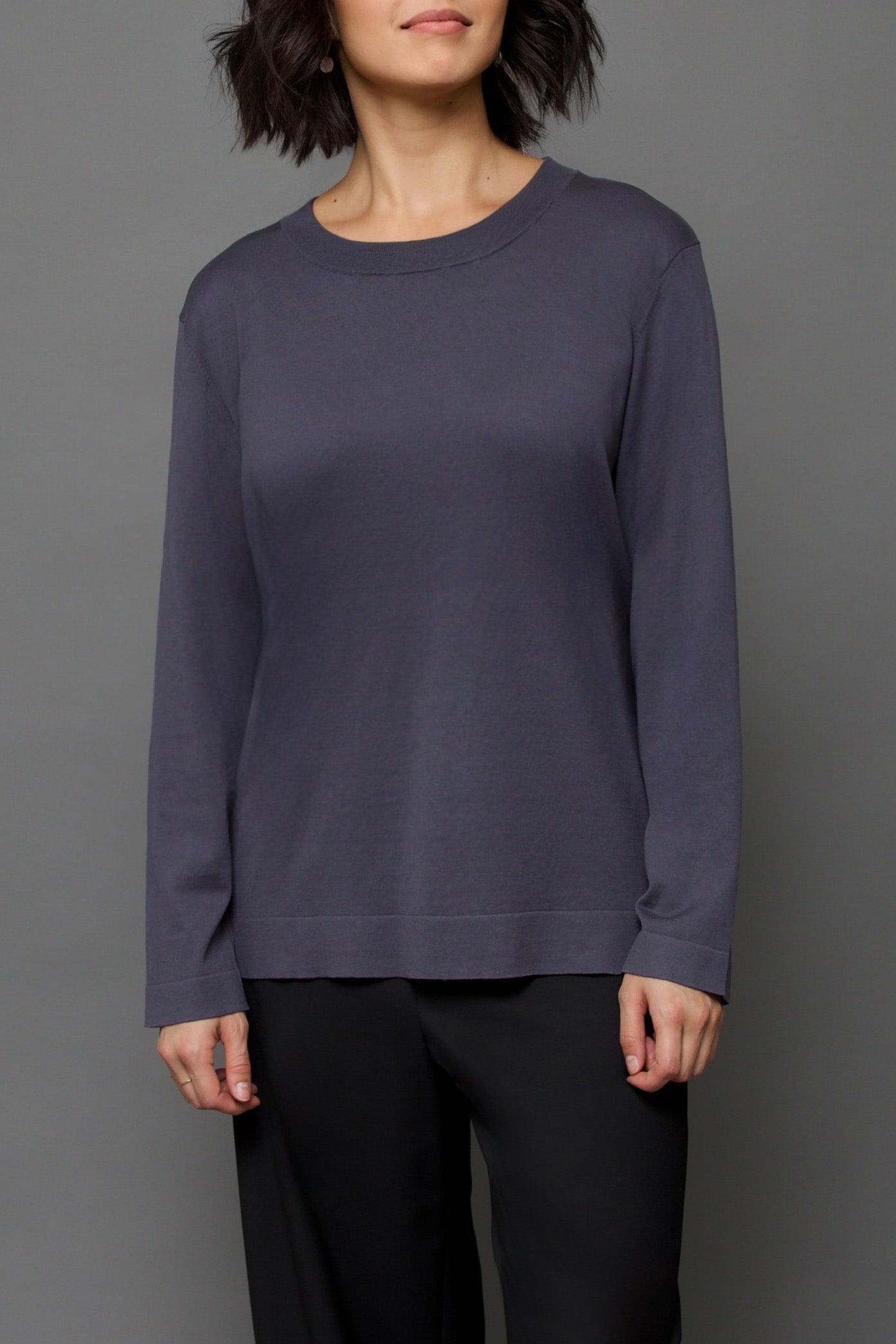 NICO LONG SLEEVE CREW IN FINE GAUGE ITALIAN SILK COTTON - Jarbo