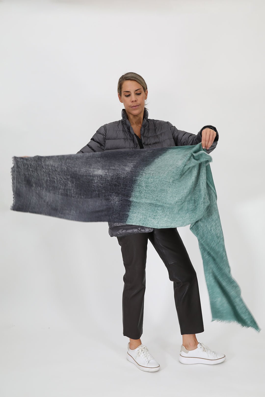 NIGHT MINT SCARF IN HAND DYED CASHMERE - Jarbo