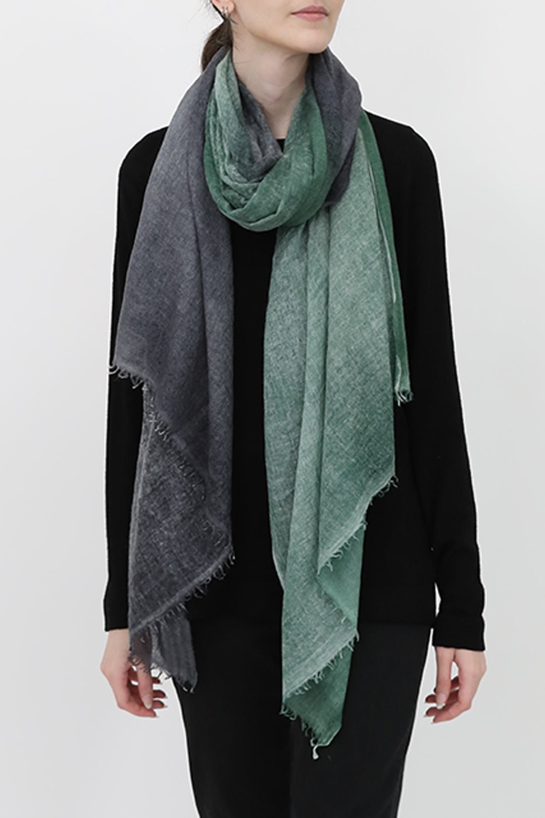 NIGHT MINT SCARF IN HAND DYED CASHMERE - Jarbo