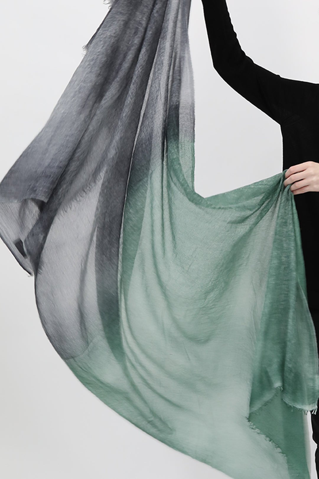 NIGHT MINT SCARF IN HAND DYED CASHMERE - Jarbo