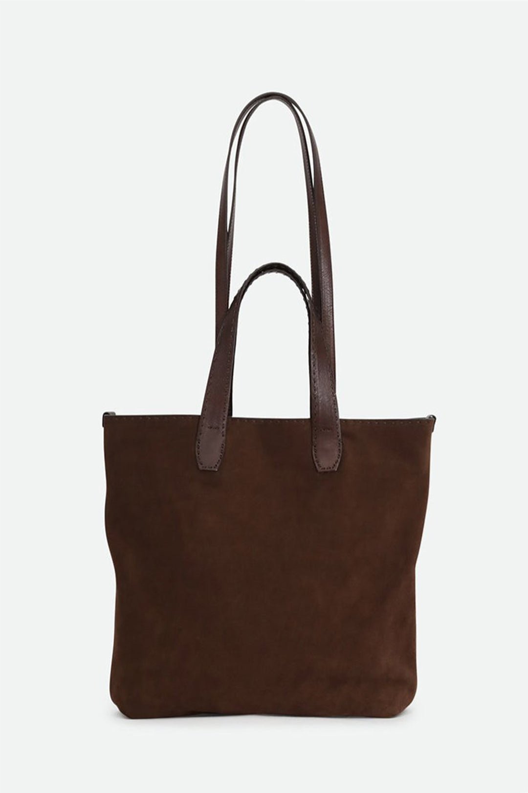 NINO SQUARE TOTE BAG IN ITALIAN SUEDE DEEP MOCHA - Jarbo