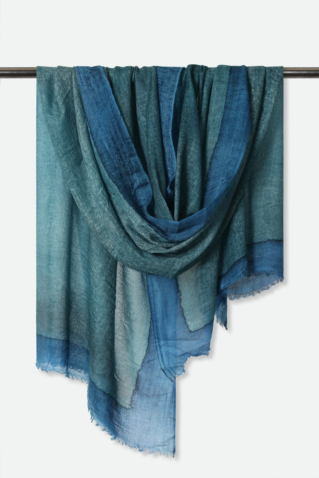 OCEANA BLUE SCARF IN HAND DYED CASHMERE - Jarbo