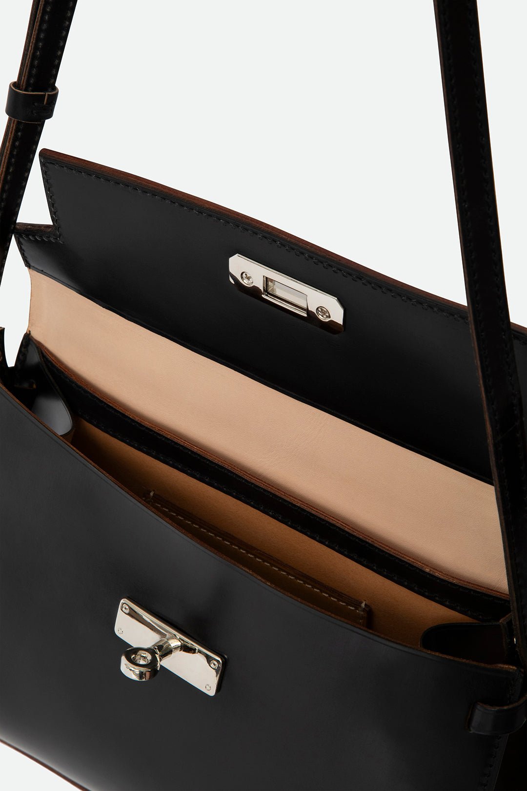 O'HARA HANDBAG IN CORDOVAN LEATHER BLACK - Jarbo