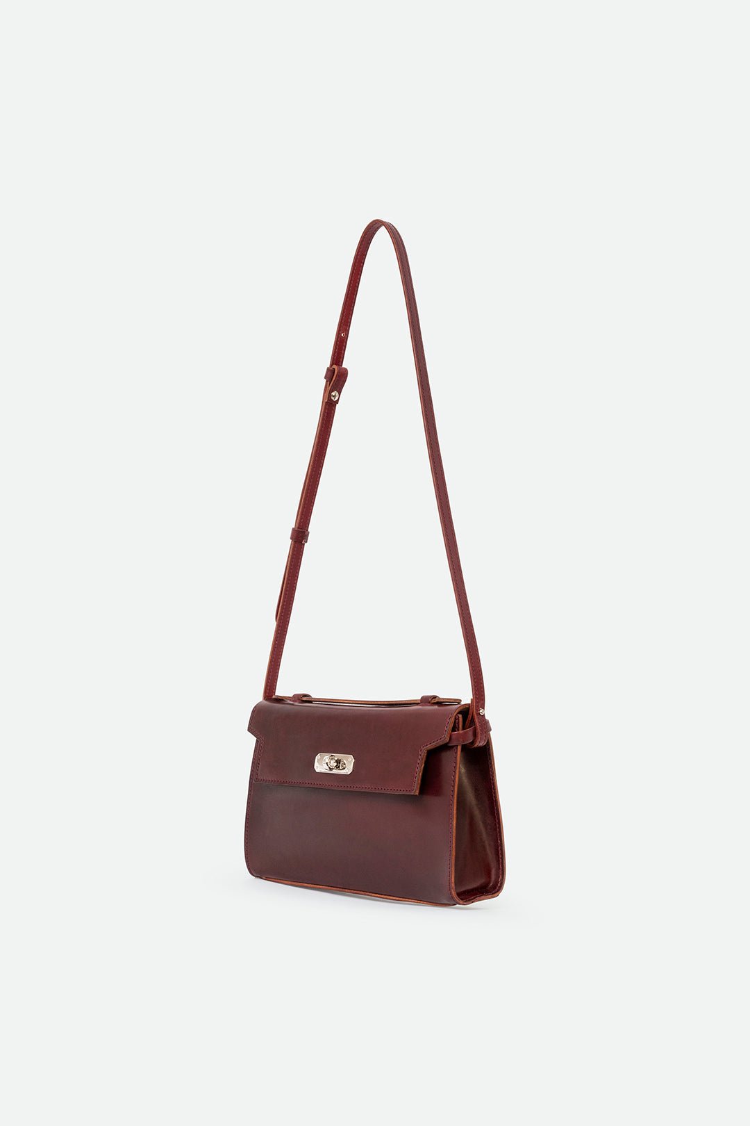 O'HARA HANDBAG IN CORDOVAN LEATHER BURGUNDY - Jarbo